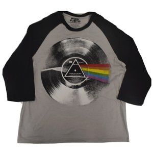 Pink Floyd Mens Raglan Vinyl Record Graphic Baseball Style Shirt New